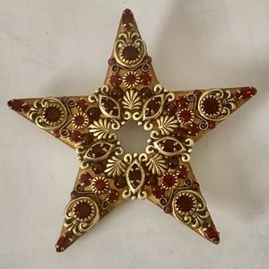 Stunning Michal Golan Star Brooch Pin Garnets